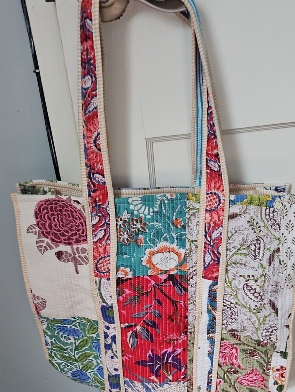 Patchwork Floral Tote Bag in Multicolor